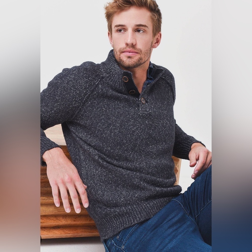 Rails Men Buckley smoke pullover Henley sweater NWT